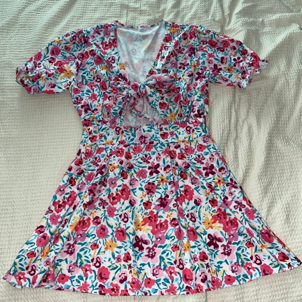 Shein Floral Tie Front Dress